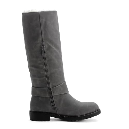 Pogolino Damen Stiefel warm gefüttert Stiefeletten Boots Winter Herbst PG81 Grau 41