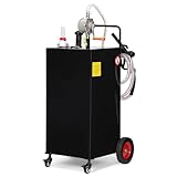 30 Gallon Fuel Caddy with Manual Pump,Portable Gasoline & Diesel Transfer Tank Heavy Duty Tank Gas with 4-Wheel for Cars,Boats