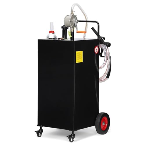 30 Gallon Fuel Caddy with Manual Pump,Portable Gasoline & Diesel Transfer Tank Heavy Duty Tank Gas with 4-Wheel for Cars,Boats