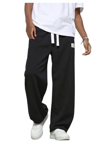 Boy's Wide Leg Sweatpants Drawstring Waist Casual Athletic Pants Loose Sports Trousers with Pockets
