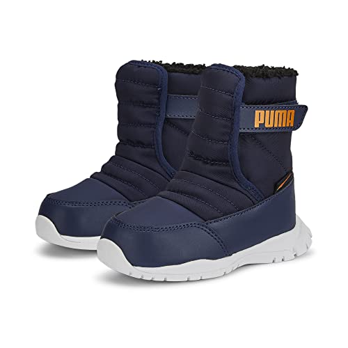 PUMA Kids Nieve Winter Boots Snow, Peacoat-Vibrant Orange, 8 US Unisex Toddler