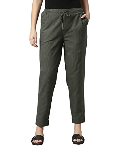 Image of GO COLORS Ikat Print Beige Printed Pencil Pant for Women | Breathable, Side Pocket