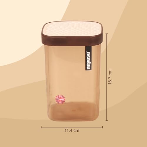 Image of Nayasa Fusion 2100 ml BPA Free Food Grade Airtight Kitchen Storage Stackable Containers - Set of 3 | Brown