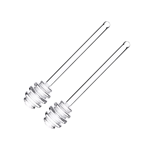 Lot de 2 cuillères à Miel en Verre - Mini bâtonnets en nid d'abeille - pour mélanger Le sirop - Petits mélangeurs à Miel - pour Le thé