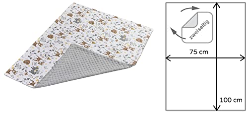 Medi Partners Babydecke Baby Decke Neugeborenen - Kuscheldecke Geschenk Babydecken 75x100cm für Kleinkinder Mädchen Krabbeldecke Kinderbett Kinderwagen 100% Baumwolle (REH mit grauem Minky)