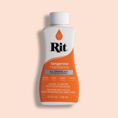 Easy to Use All Purpose Liquid Dye, 236 mL, Multiple Colours Available, Suitable for Cotton Silk Wool Nylon Rayon and More (Tangerine)