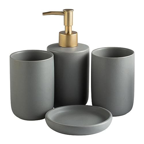 Distributeur de lotion et porte-brosse à dents noir mat pour décoration - 5