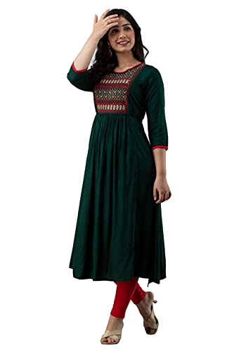 ANNU PARIDHAN Women's Rayon Embroidery Anarkali Kurta - Image 5