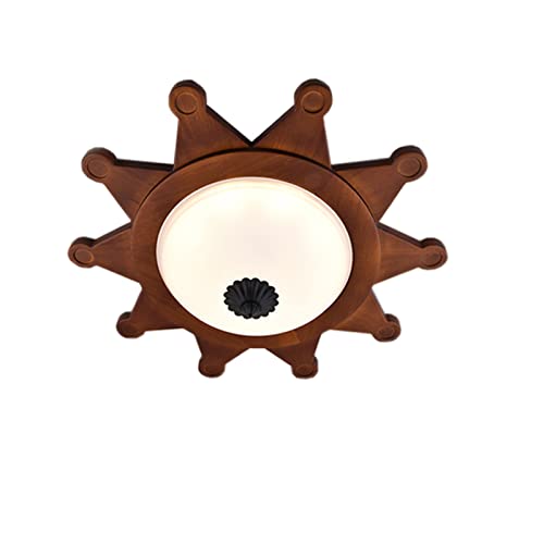 Plafonnier de chambre en bois massif rustique et lustre LED