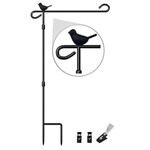 Gardenflagholderstandpremiumgardenflagpolestandmetalantirustweatherproofwithonetigerclipandtwospringstoppersnoflagincluded Urban Country Home Decor Garden flag holder stand premium garden flag pole stand metal anti rust weather proof with one tiger clip and two spring stoppers no flag included urban country home decor
