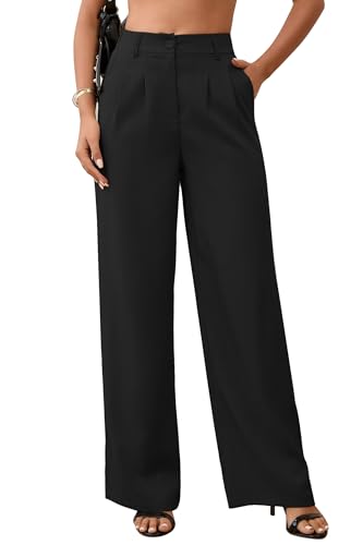 High Waisted Work Pants for Women Wide Leg Dress Pants Business Casual Slacks Lounge Dressy Trousers with Pockets