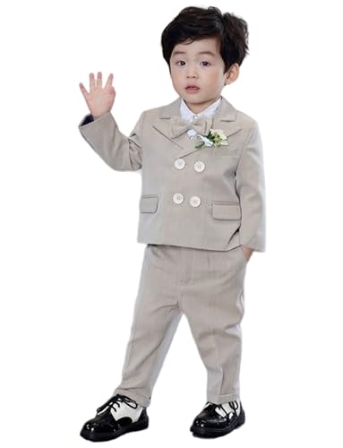 Costume 3 pièces garçon avec veste croisée à chevrons gilet et pantalon de cérémonie