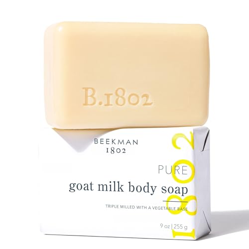 Beekman 1802 Goat Milk Soap – Moisturizing Hand & Body Soap Bar with Shea Butter & Botanical Oils, Triple-Milled, Non-Drying, Made for Sensitive Skin, Fragrance Free 9 oz
