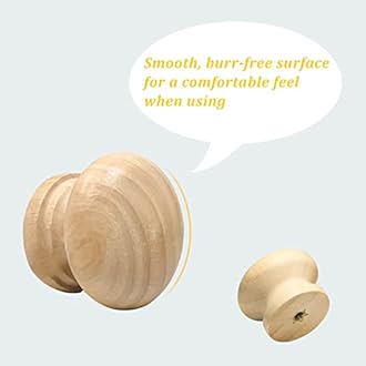 15pcs Wood Drawer Knobs, Unfinished Wooden Cabinet Dresser Knobs Furniture Pull Handles (Diameter: 1.34 Inches, Height: 1 Inch)