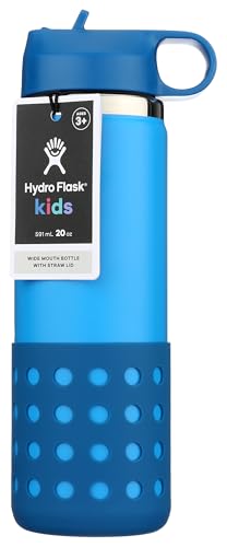 Image of Hydro Flask 20 Oz Kids Wide Mouth Straw Cap And Boot Lake