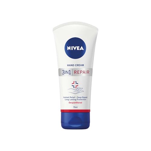 NIVEA 3 effectieve reparatiehandcrème (75 ml), intensieve handcrème voor zeer droge handen, 24 uur reparatieverzorging
