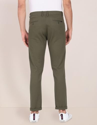 Image of U.S. Polo ASSN. Men's Regular Solid Textured Austin Trim Fit Mid Rise Casual Trousers