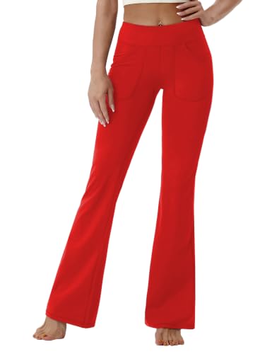 Image of BUBBLELIME Women Out Pockets High Waist Bootlegs Tummy Control Yoga Flared