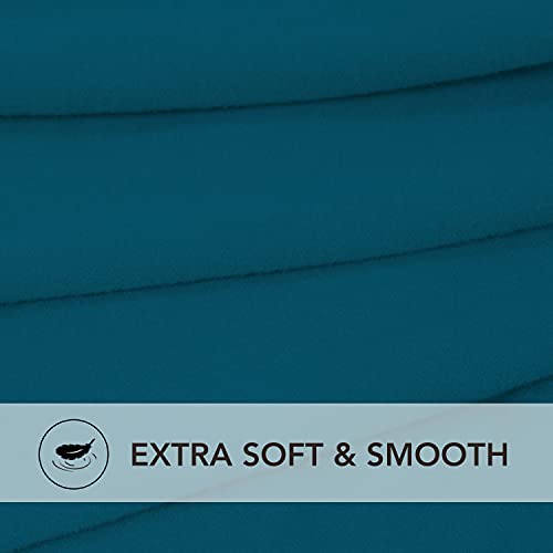 Image of PureFit Stretch Rectangle Ottoman Cover Footstool Cover, Peacock Blue | Fleece Soft Form Fit Ottoman Slipcovers Rectangle Slipcover for Folding Storage with Nonslip Elastic Bottom