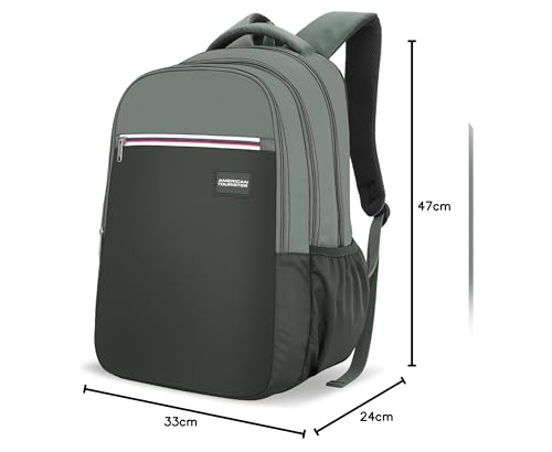 Image of American Tourister Nexa Style 01 | 36L Backpack | Casual Bag | 3 Compartments | School & College Backpack for Men and Women | Olive | 1 Yr Global Warranty