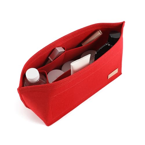 Image of Doxo Purse Organizer Insert Handbag&Tote Felt Bag Fits for Speedy 35 and Neverfull MM Red