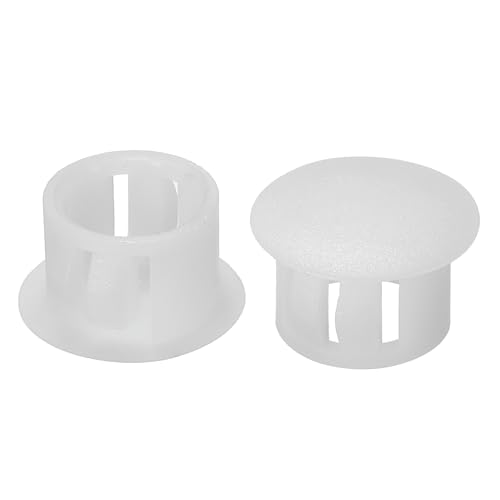 Image of PATIKIL Hole Plugs Plastic, 100 Pcs 13mm(1 /2 inch) Screw Bumper Hole Plug Flush Snap Type Round Hole Cover Caps for Round Holes Cabinet Furniture Kitchen, White
