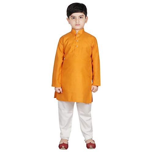 Image of SG YUVRAJ Raw Silk Kurta Set for Boys