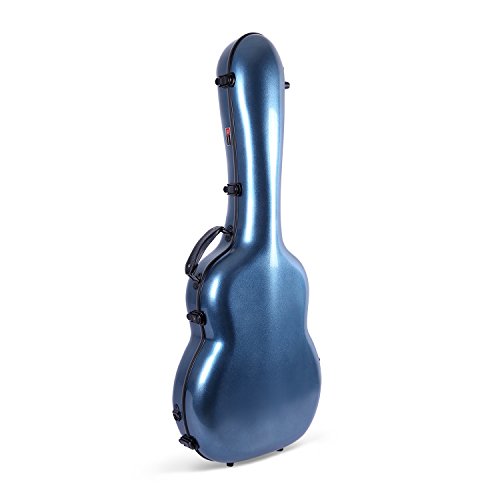 Image of Crossrock OM /000 Guitar Case, Compatible to 4 /4 Classical Guitar, Premium Fiberglass Shell Backpack Case in Blue (CRF2000OMBL)