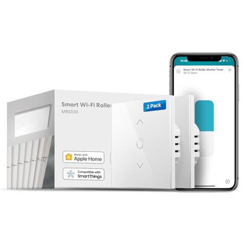 Meross Interruttore Tapparelle Avvolgibile WiFi, Interruttore Smart per Tenda, Compatibile con Apple HomeKit Siri, Amazon Alexa, Google Assistant e SmartThings, Funzione Timer e Voce, 2,4GHz, 2 Pezzi