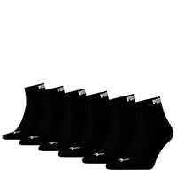 PUMA Unisex Adult's Elements Quarter Socks (6 Pack), Black/Logo, US 7-9