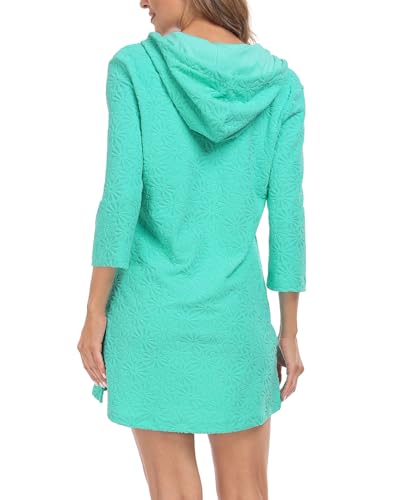 HDE Women's Terry Cloth Beach Cover Up Tunic Dress Swimsuit Coverup with Hood4