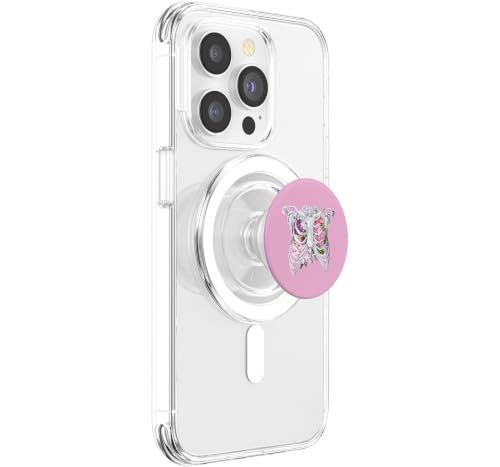 Cage nervurée squelette fleurs rétro support MagSafe PopGrip