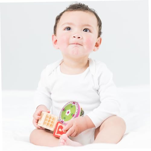 Toyvian percussão de mão de pandeiro brinquedos conjunto de madeira tambor de mão de madeira de brin