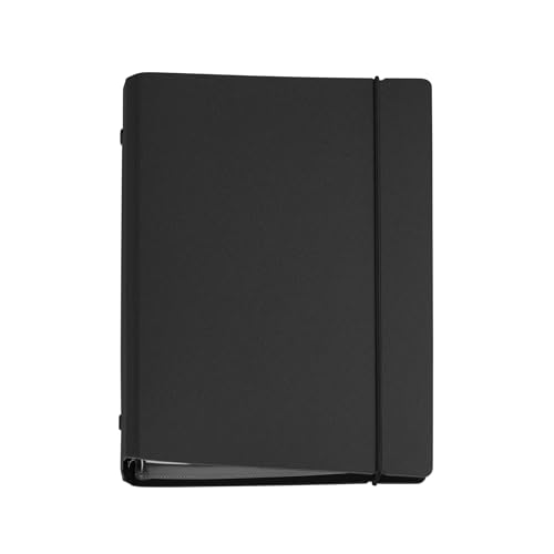 Miquelrius - Agenda 2026 semana vista con anillas recargable, Planificación semanal, Formato A5 ampliado (155 x 213 mm), Cubierta poliuretano rígido, Papel 80 g/m², Español-EN-PT, Negro