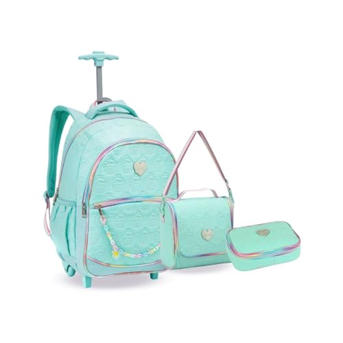 Kit Mochila Rodinha Lancheira Estojo Cup Cake Escola Meninas (VERDE)