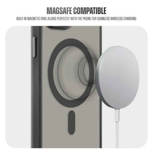 Image of GoldKart Magnetic Matte Translucent Back Cover Case for iPhone 12 | MagSafe Compatible | Shockproof Hybrid Bumper | Camera Lens Protection | Anti-Fingerprint Slim Protective Case (Black)