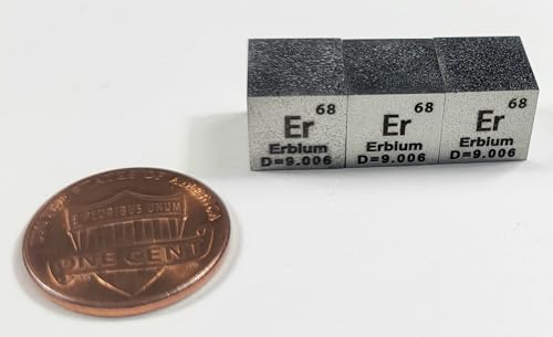 Image of 0.39 inch 10mm Erbium Metal Cube Er up to 99.9% Pure Periodic Table Element Engraved Density Collection Science Education Display Block Cube + Acrylic Case Box - 1PC