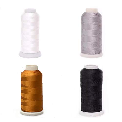 Eastern Fashional Life Heavy-Duty Size T70 #69 Bonded Nylon Sewing Thread - 1500 Yard Spool(Black&White&Grey&Brown) #TOP1