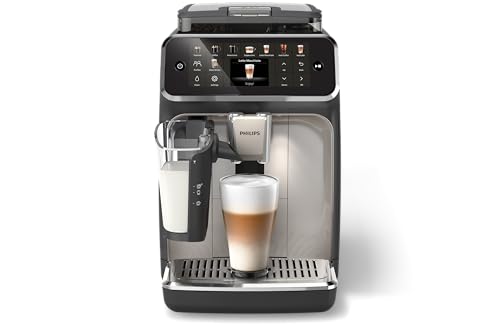 Philips Fully Automatic Espresso Machine Series 5500-20 Beverages LatteGo Extra Shot Silent Brew Intuitive Display 4 User Profiles 12 Settings for Ceramic Grinder Chrome - EP5547/23