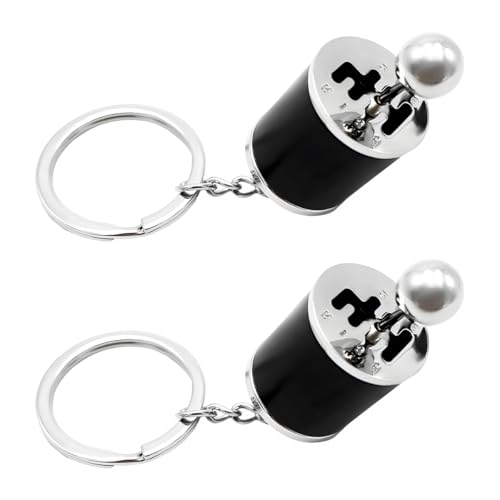Yourkar 2 PCS Car Gearbox Keychain Manual Shifter Gearbox Key Chain Gear Casing Keyring with Transmission Stick Car Accessories (Black+Black)