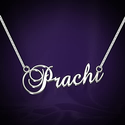Image of Prachi Cursive Gold & Silver Name Pendant Necklace, Best Jewelry Gift for Girls.