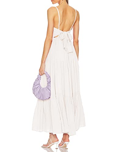 ALENDA DANMOS Women's Spaghetti Straps Maxi Dress Flowy Pleated Swing Beach Long Dress Low Backless Sundress 1893