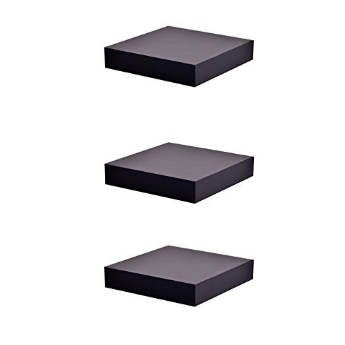 WELLAND (TM Chicago Floating Wall Shelves, 10 Inches, Set of 3, Black