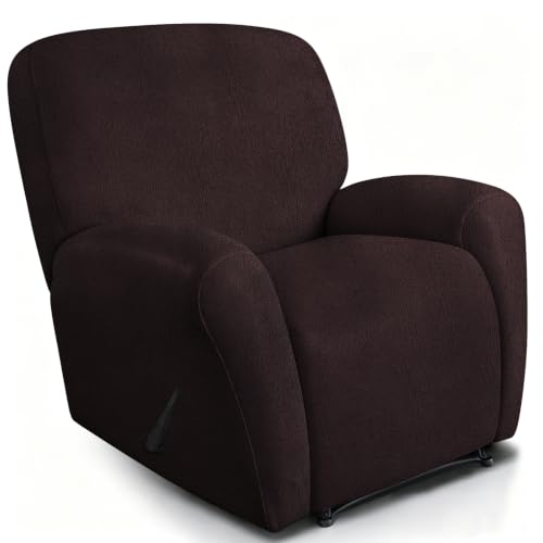 Image of ANARACHON Leather Like Recliner Chair Covers Heavy Duty, 4 Pieces Recliner Cover for Recliner Chair, Leather Cover for Recliner slipcovers Washable for Pets (256Chocolate)