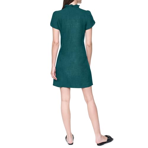 Image of DKNY Women's Front Tie Ruffle Neckline Trapeze Dress