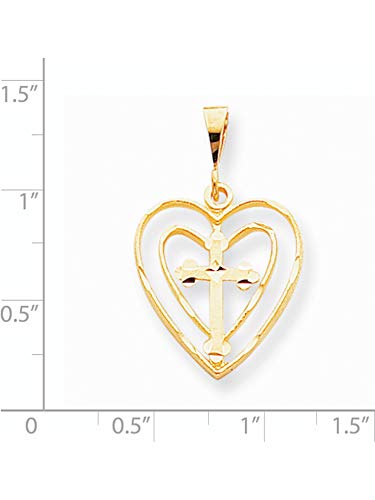 10K Yellow Gold Cross In Heart Charm (Length=30) (Width=20)3