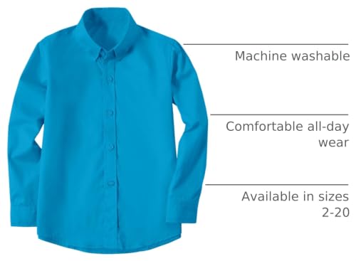 Image of Boys' Button Down Dress Shirts Kids Long Sleeve Solid Collared Uniform Shirt for Toddler Boy (Size 2T-20)