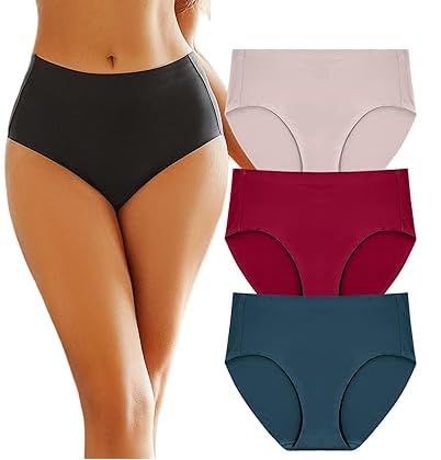 Women's Underwear High Waisted Ladies Nylon & Spandex Panties Soft Full Coverage Briefs 3 Pack (Regular & Plus Size)-image-41