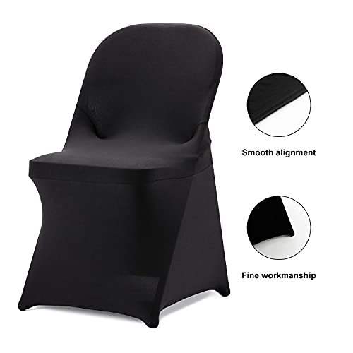 Bricia 6 Pcs Black Stretch Spandex Folding Chair Slipcovers, Dining Room Chair Covers Stretch Chair Slipcovers Protector For Wedding, Banquet, And Party #TOP3