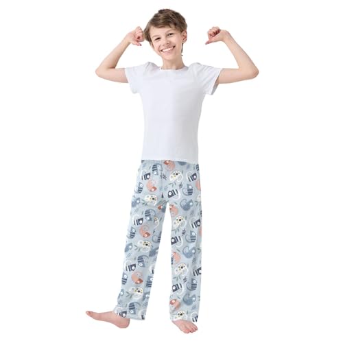 Jungle Chameleon Leaves Boys Long Pants Soft Trousers Elastic Waist Kids Lounge Bottoms with Pockets S-XL2